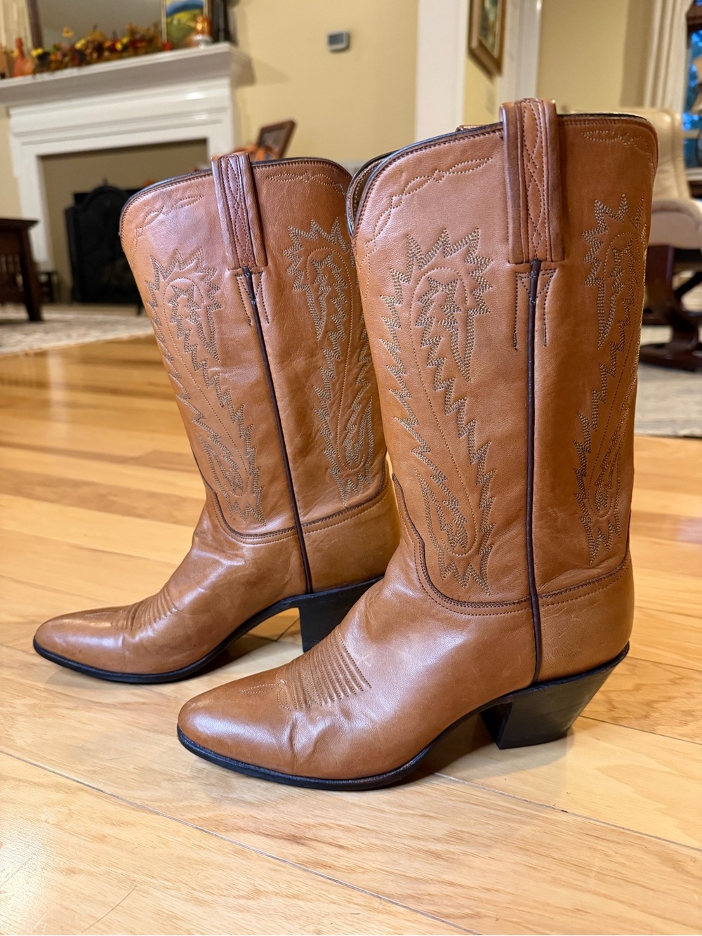 Lucchese Handmade Tan Leather Western Cowboy Boots Women’s Size 7A H3430 - Picture 5 of 16